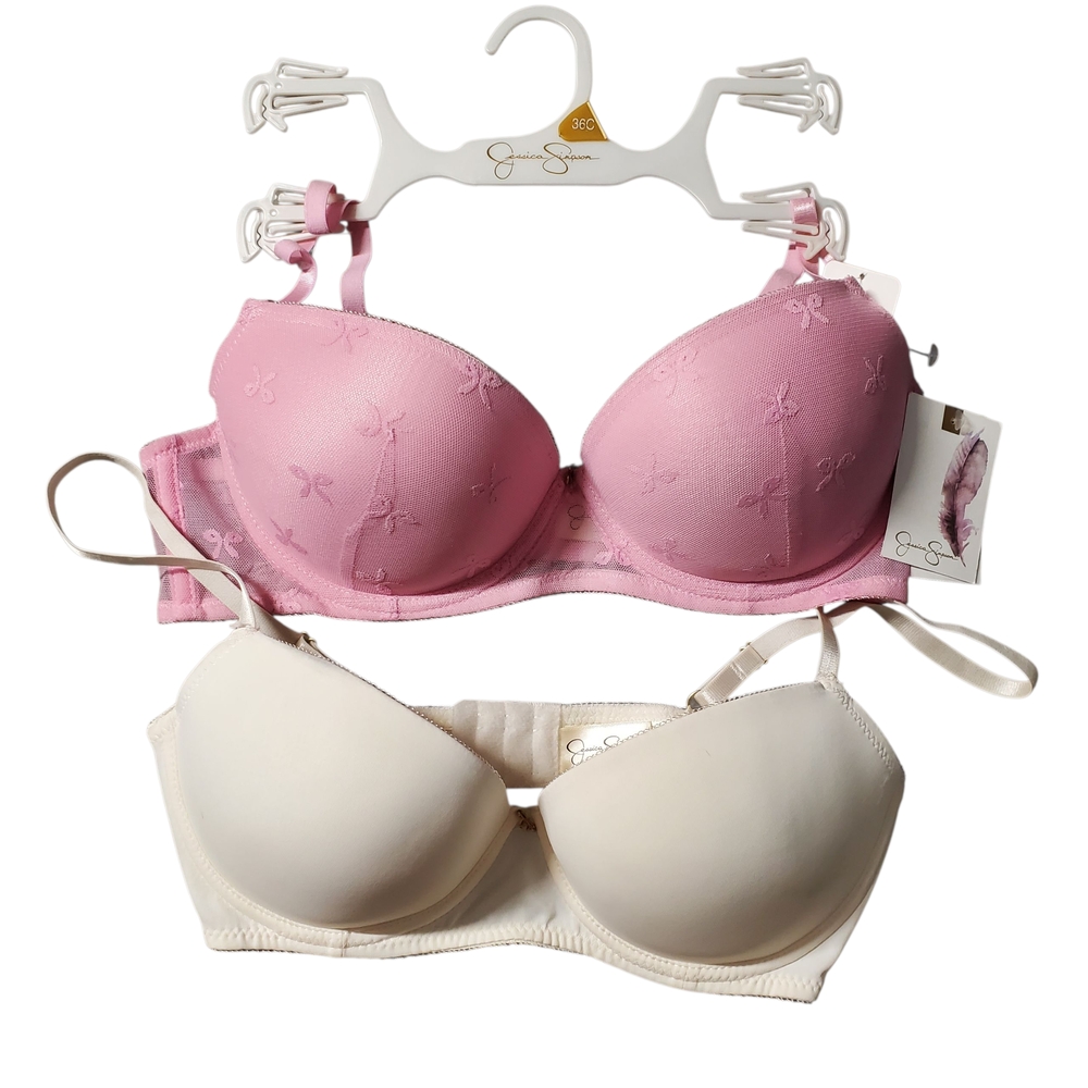 Jessica Simpson 2-Pack Bra Size 36C Padded Underwire Adjustable Clasp Back